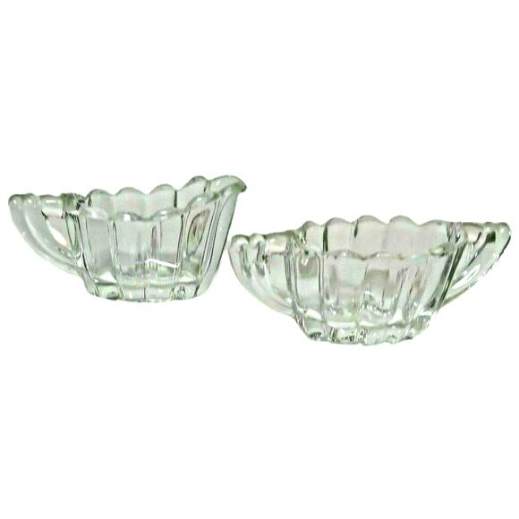 Heisey Crystolite Creamer & Sugar Bowl Set Vintage Clear Glass Ribbed Pattern - Picture 2 of 10